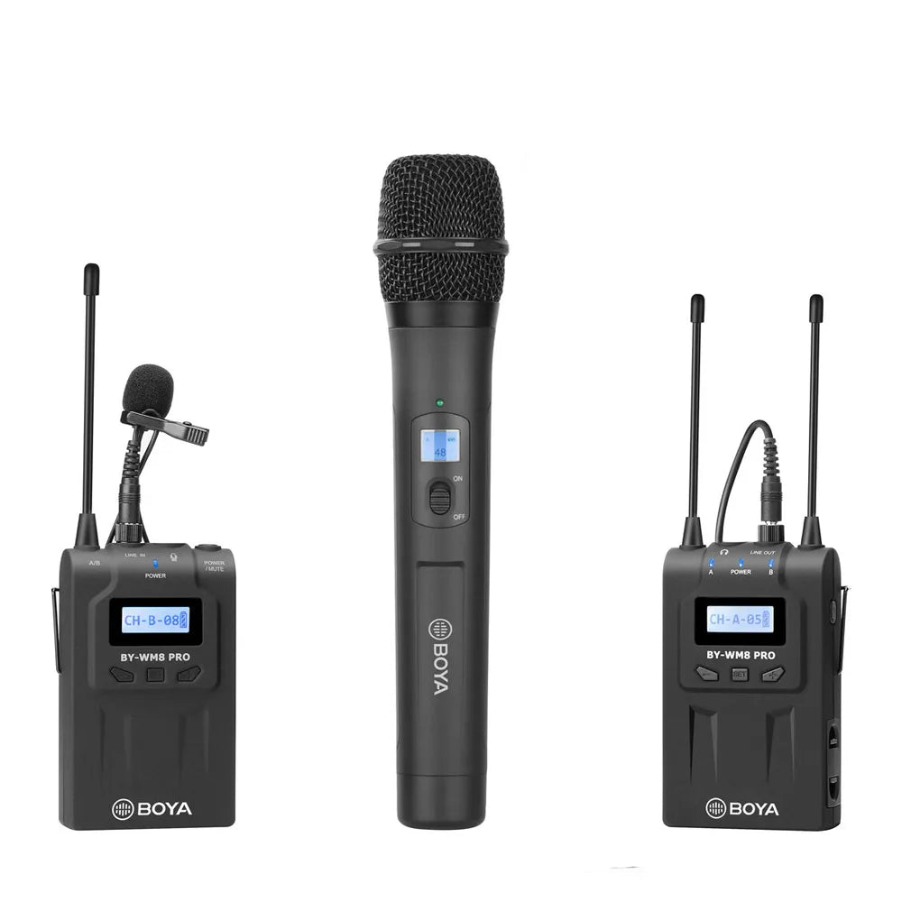 Micrófono Inalámbrico UHF Doble, de Mano y Lavalier Boya BY-WM8 Pro-K4