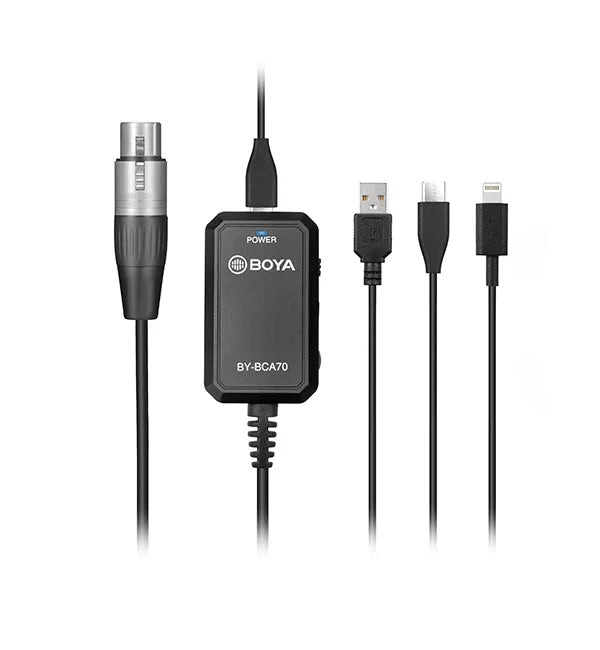 Adaptador de Audio con Phantom Power XLR a Lightning, Usb y Usb-c de 6 Metros Boya BY-BCA70