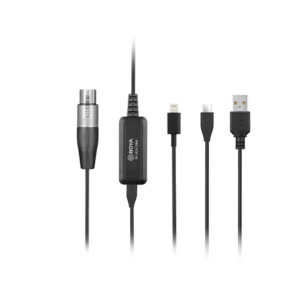 Cable Con Preamplificador XLR a Usb / Usb C / Lightning Boya BY-BCA7 PRO