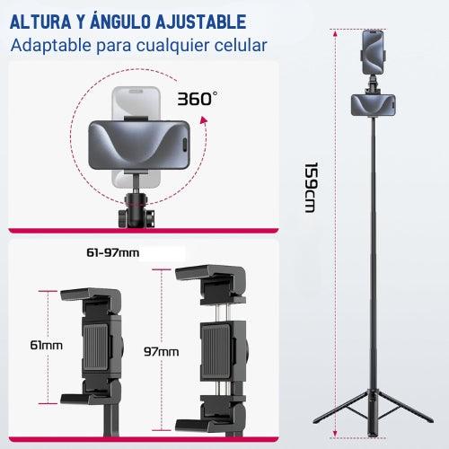 Kit Starter para Creadores | Trípode, Micrófono y Luz RGB (USB-C)
