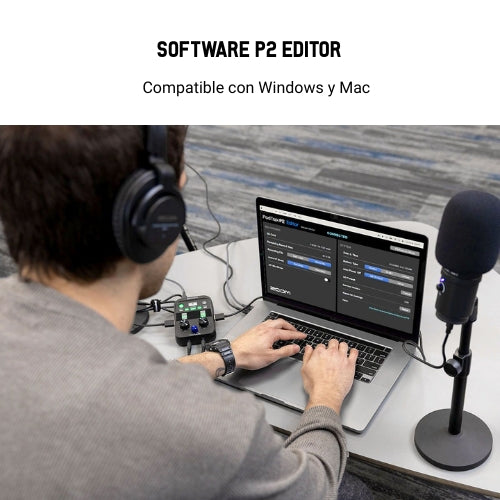 Zoom PodTrak P2 – Grabadora de Podcast Portátil con Doble Entrada USB y Reducción de Ruido Inteligente
