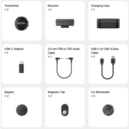 Micrófono BOYA BOYALINK 3‑02 – Cancelación de Ruido IA (–40 dB), USB‑C + TRS, 48 kHz/24 bit