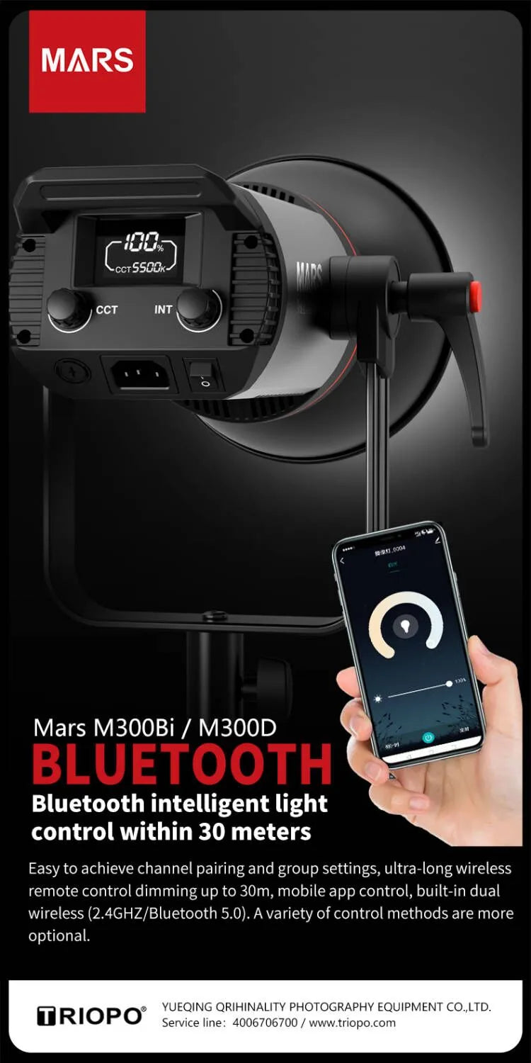 El cañón LED de 300W de Triopo es una fuente de iluminación potente y versátil diseñada para aplicaciones de fotografía y video. Temperatura ajustable, control remoto, bluetooth y un funcionamiento totalmente silencioso.