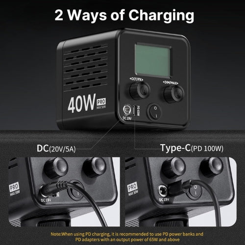 Foco LED Ulanzi L023 40W Pro – Potente y Portátil con Batería Integrada