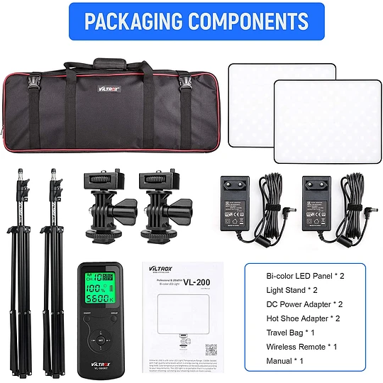 Kit 2 Luces LED 30 W Bicolor VL-200T Viltrox