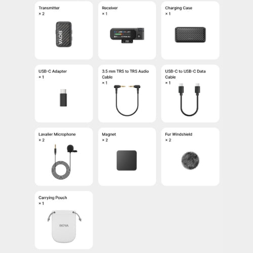 Micrófono BOYAMIC 2 – IA –40 dB, Grabación 32-bit Float, Estuche 54 h, 8 GB Interno
