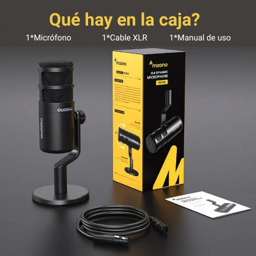 Micrófono Dinámico Cardioide para Podcasting y Streaming Maono PD100 XLR