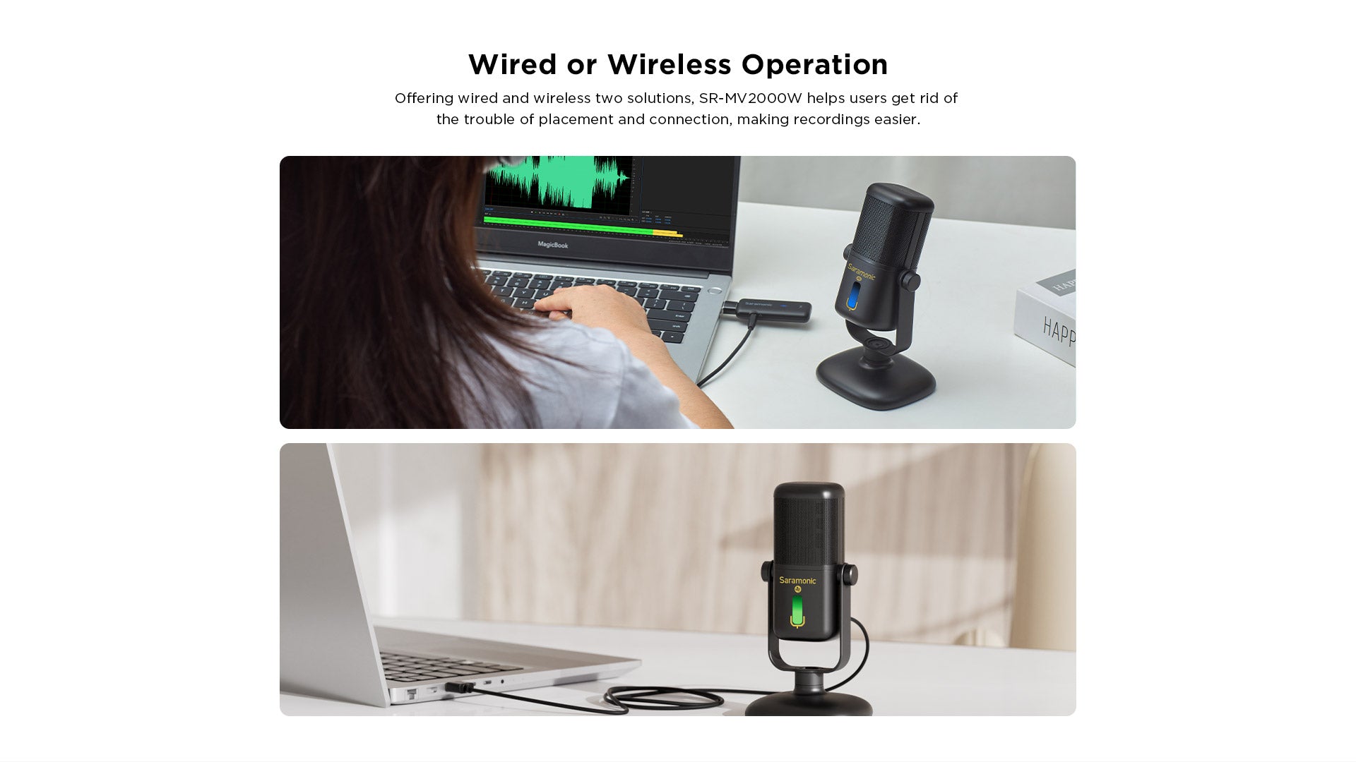 Micrófono Inalámbrico Condensador USB para Podcast Saramonic