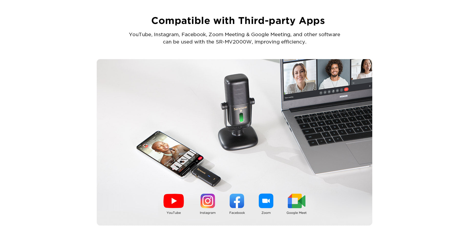 Micrófono Inalámbrico Condensador USB para Podcast Saramonic