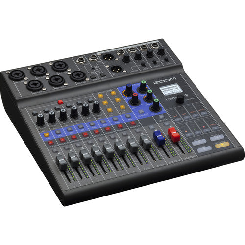 El LiveTrak L-8 de Zoom es un mixer digital de audio y grabador multipista diseñado para podcasts y producciones profesionales. Con 8 canales, el L-8 ofrece una experiencia de grabación versátil. 12 pistas de grabación simultánea, 10 pistas de reproducción, y evita retroalimentación de audio durante llamadas. 6 entradas combo y 2 entradas TS.