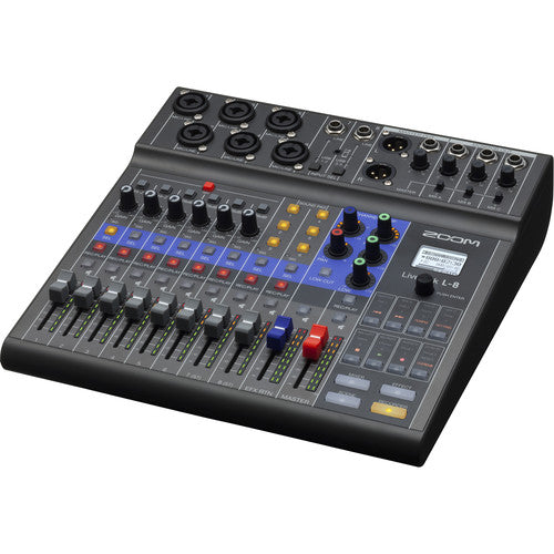 El LiveTrak L-8 de Zoom es un mixer digital de audio y grabador multipista diseñado para podcasts y producciones profesionales. Con 8 canales, el L-8 ofrece una experiencia de grabación versátil. 12 pistas de grabación simultánea, 10 pistas de reproducción, y evita retroalimentación de audio durante llamadas. 6 entradas combo y 2 entradas TS.