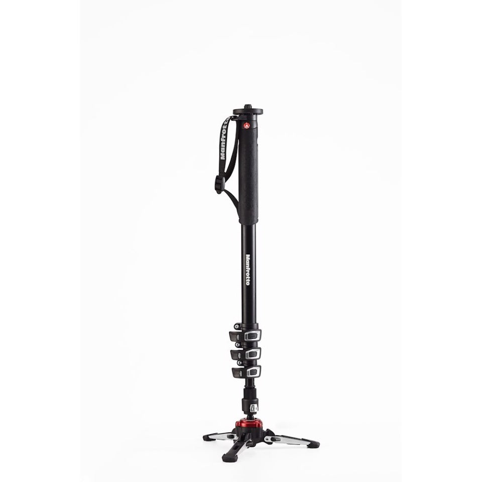 El Monopodo MVMXPROA4 de Manfrotto es ideal para videografía profesional. Hecho de aluminio, es muy versátil con base FLUIDTECH para paneos fluidos.