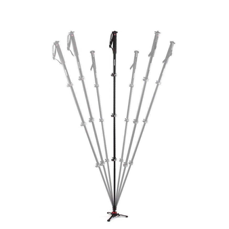 El Monopodo MVMXPROA4 de Manfrotto es ideal para videografía profesional. Hecho de aluminio, es muy versátil con base FLUIDTECH para paneos fluidos.