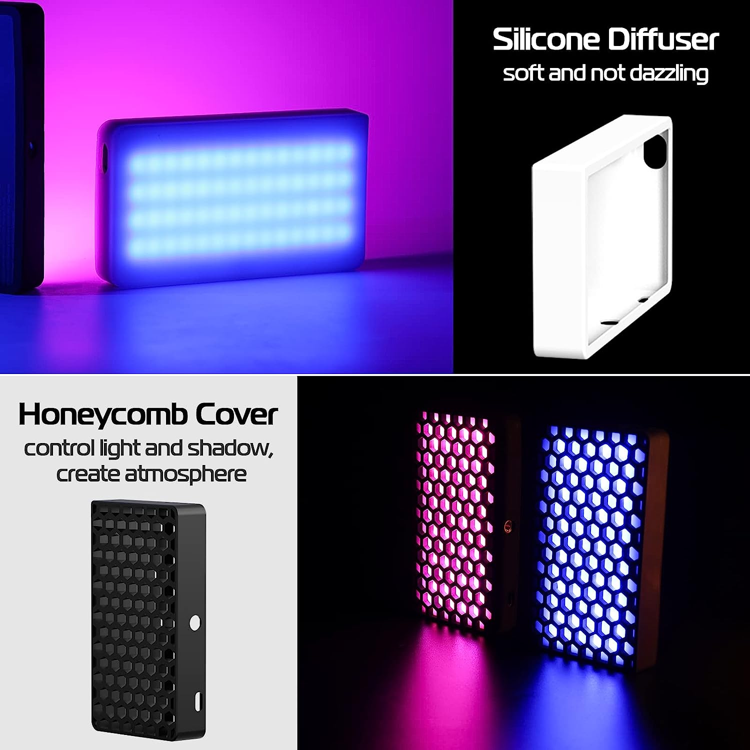 Panel Luz LED 7'' RGB con Difusor y Panal Ulanzi PL-01 LT002