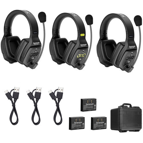 Intercom Inalámbrico Full Dúplex 3 personas (1,9 GHz) Audífonos Duales - Saramonic WiTalk-WT3D