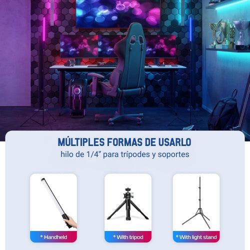Barra de Luz LED RGB Ulanzi VL119 50cm – Portátil, Recargable y con 20 Efectos de Escena