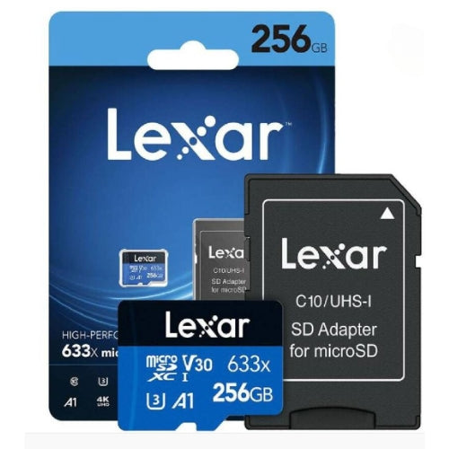 Tarjeta de Memoria Lexar MicroSD con Adaptador 256 GB 100MB/45MB 633X UHS-I