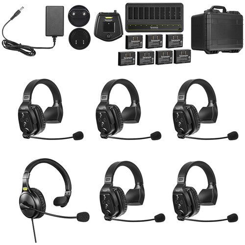 Intercom Inalámbrico Full Dúplex 6 personas (1,9 GHz) Audífonos Simples - Saramonic WiTalk-WT6S