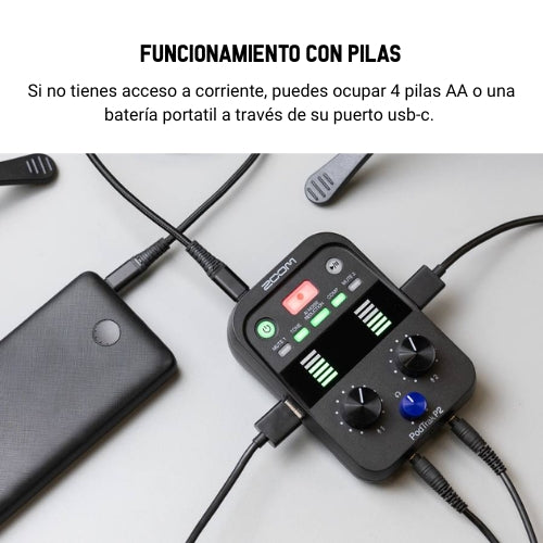 Zoom PodTrak P2 – Grabadora de Podcast Portátil con Doble Entrada USB y Reducción de Ruido Inteligente