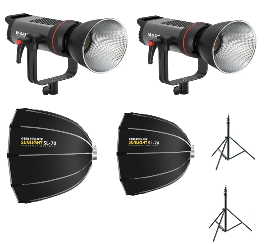 Kit 2 Luces 150W Mars M150Bi Con Cajas de Luz y Trípodes Triopo