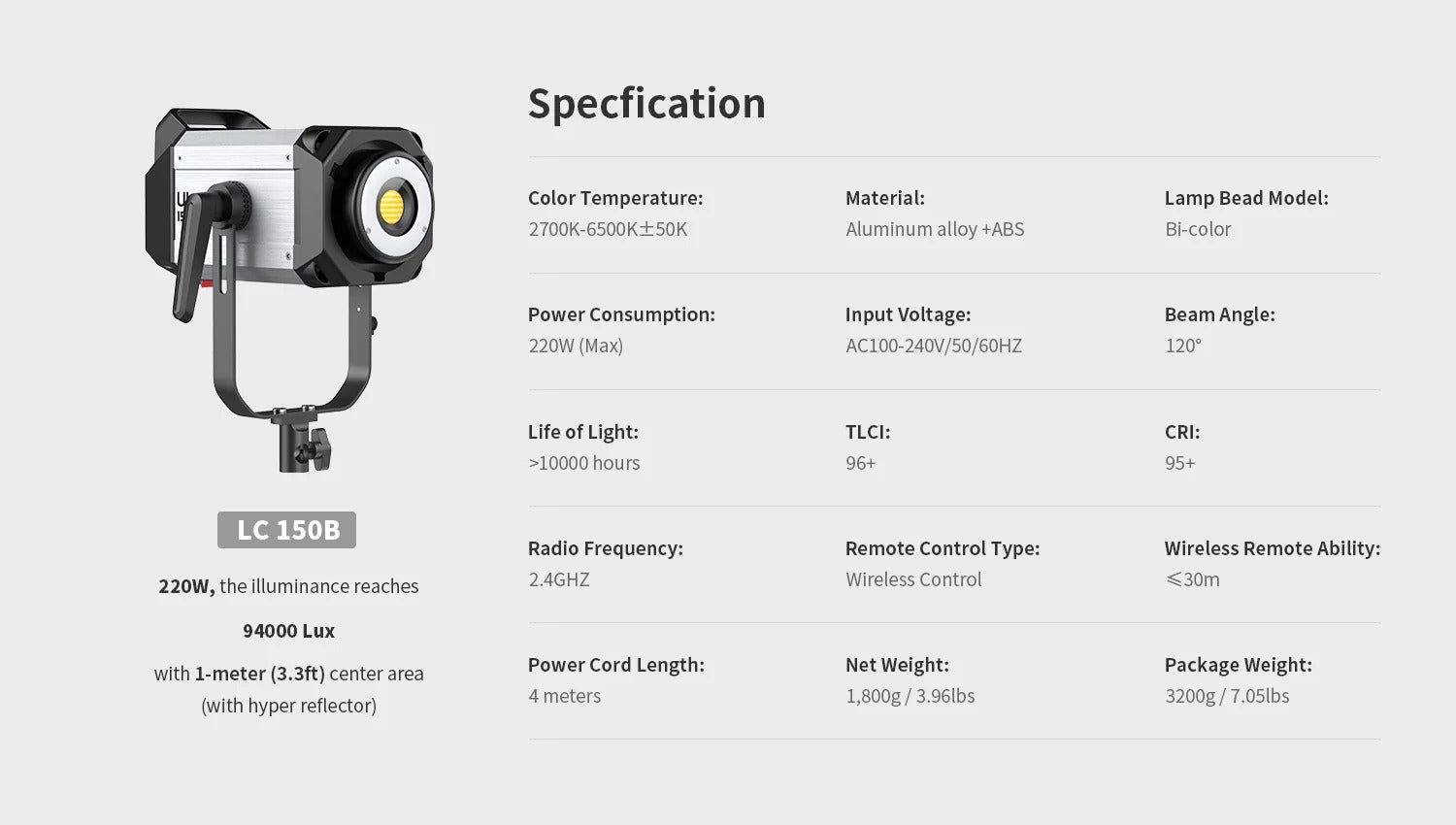 Cañón Led Bicolor 150W Montura Bowens - Ulanzi LC150BI