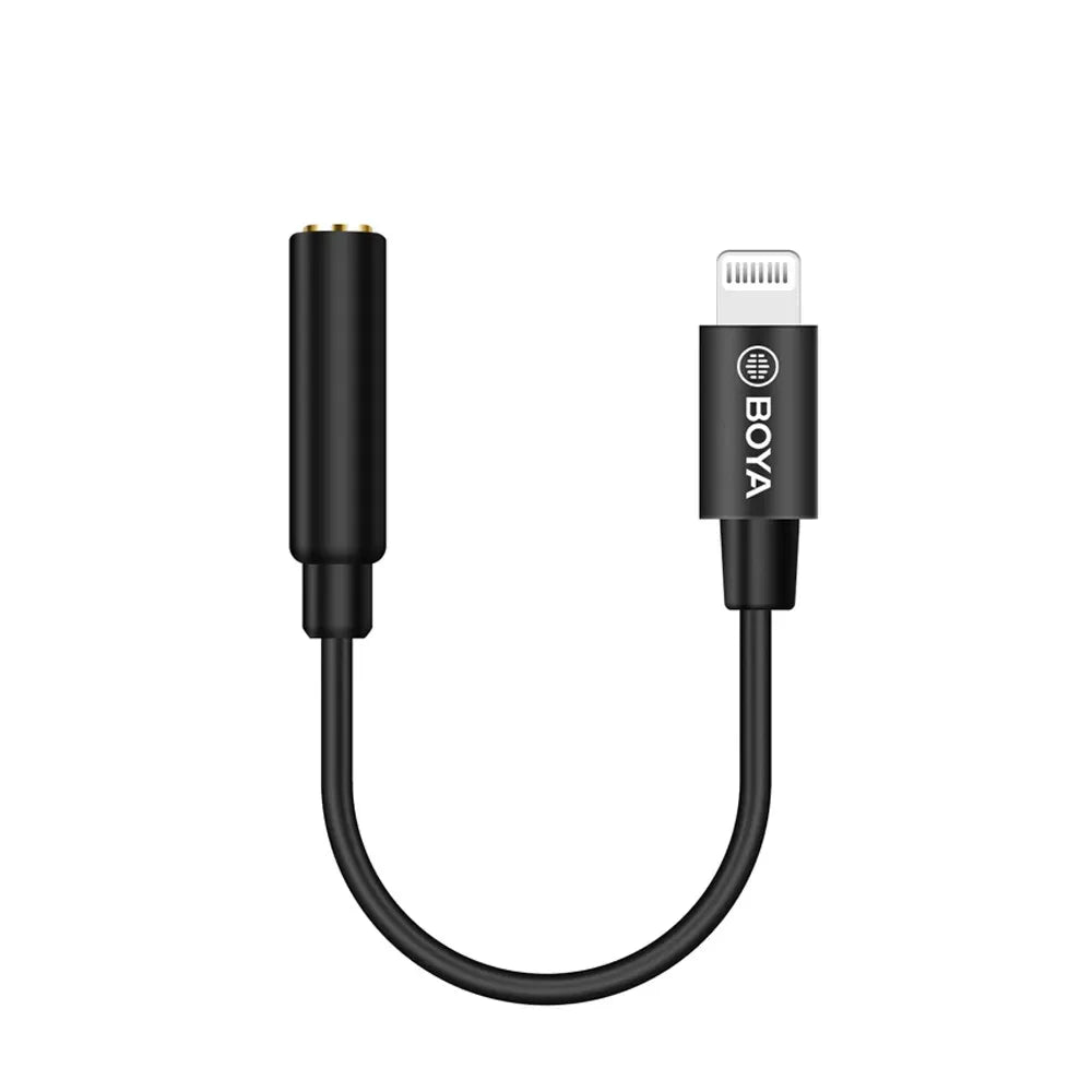 Mini Cable Adaptador 3.5mm TRS Hembra a Lightning Macho Boya BY-K8