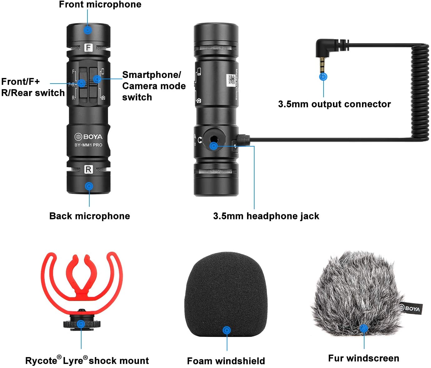 Micrófono Boya Bidireccional Con Salida de Audífonos BY-MM1 PRO