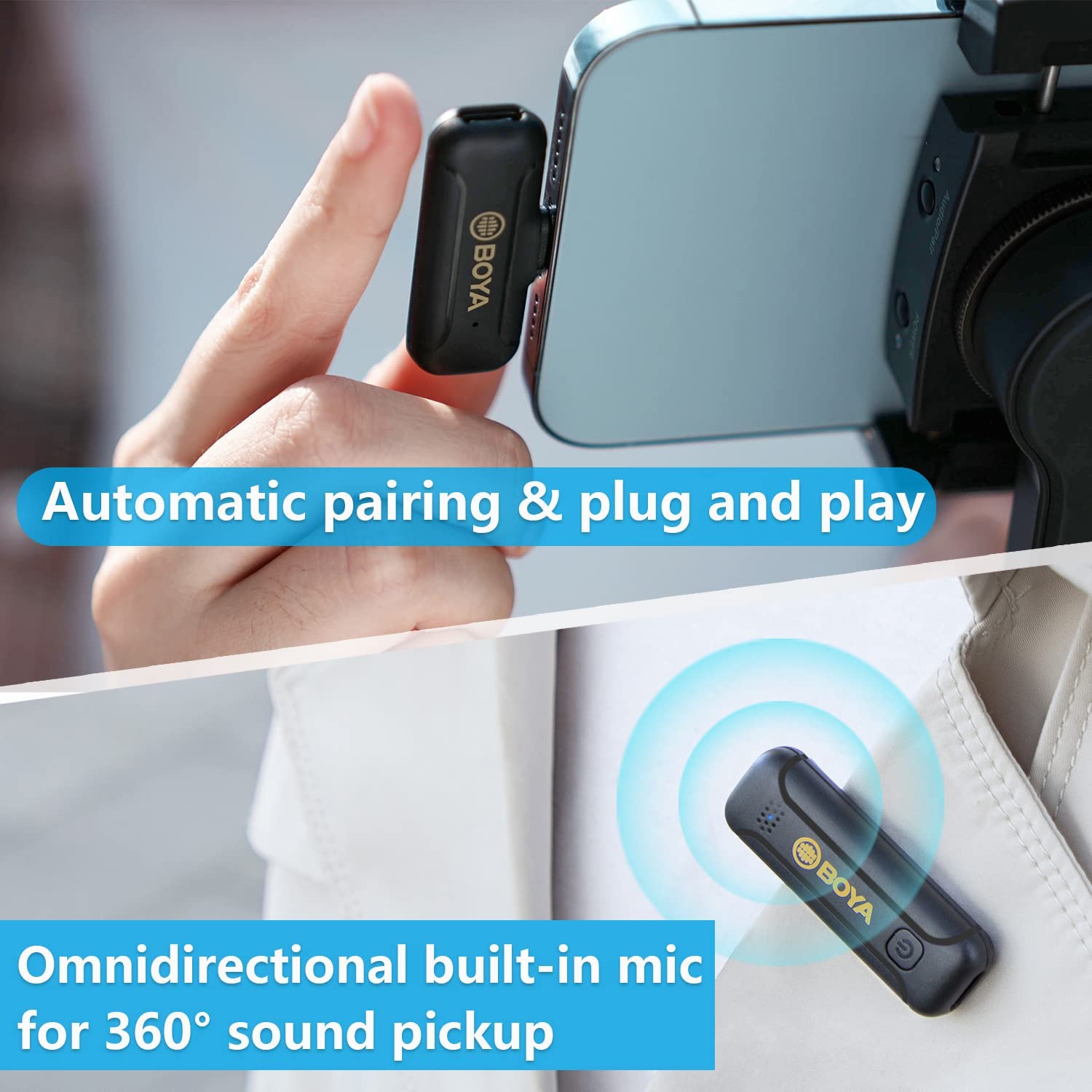 Micrófono Inalámbrico Doble Lightning Boya BY-WM3T2-D2 50 metros