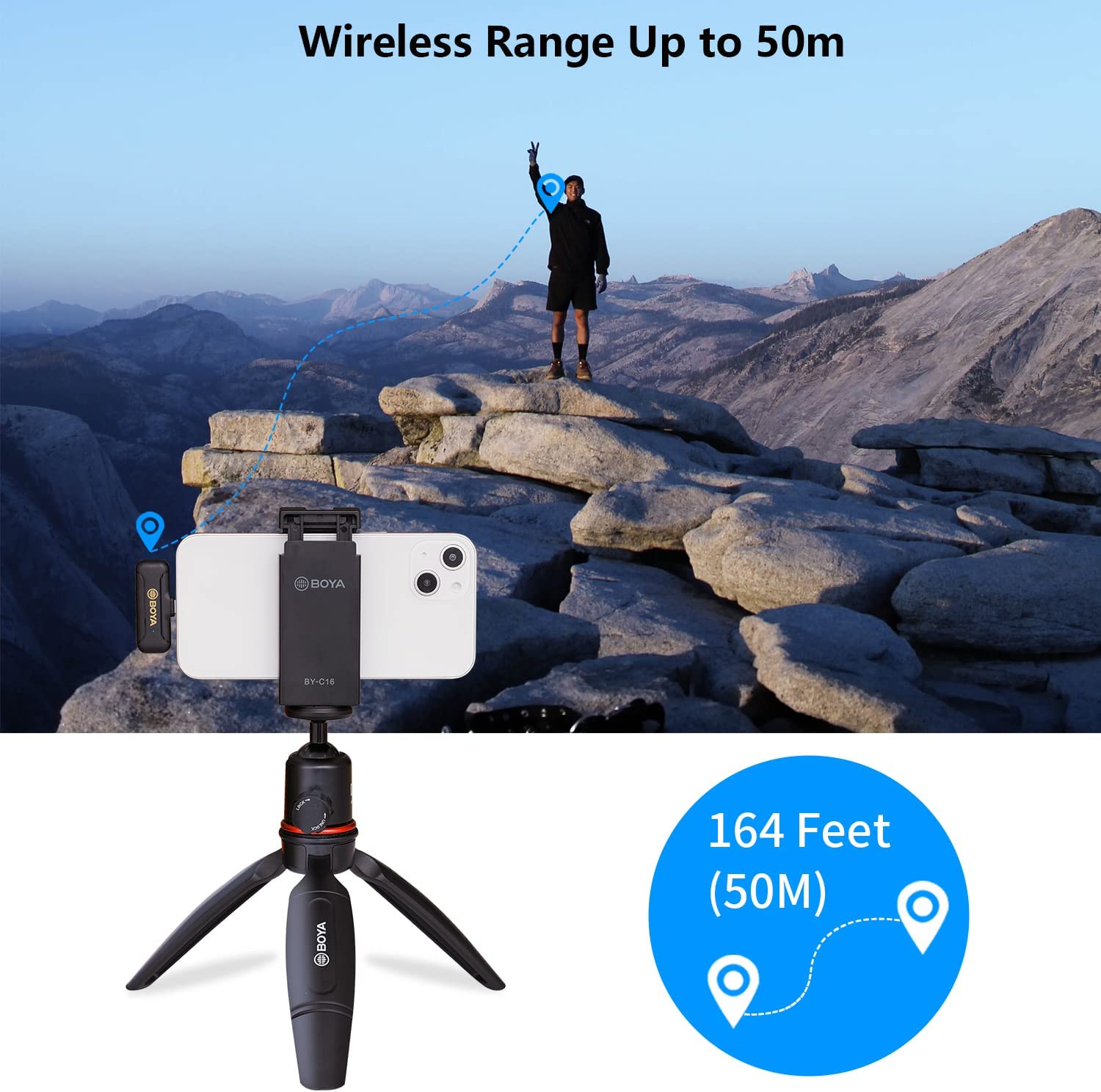 Micrófono Inalámbrico Doble Lightning Boya BY-WM3T2-D2 50 metros