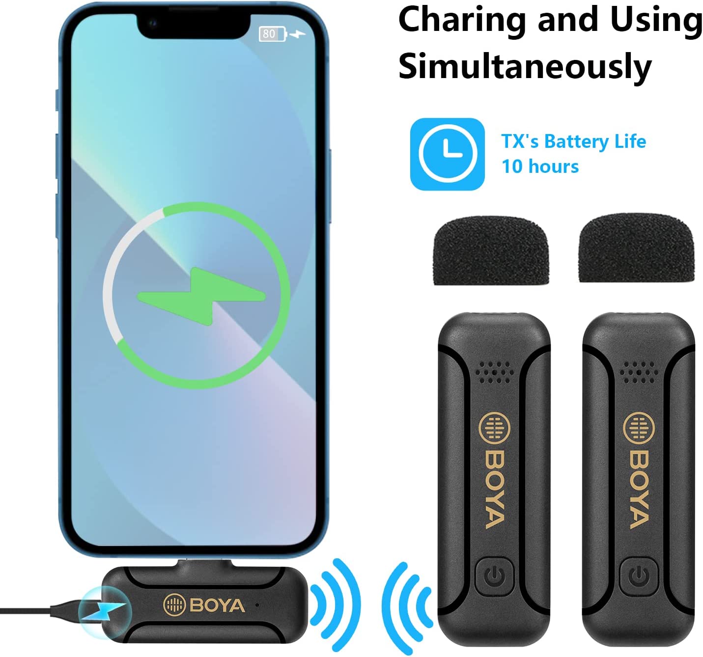 Micrófono Inalámbrico Doble Lightning Boya BY-WM3T2-D2 50 metros