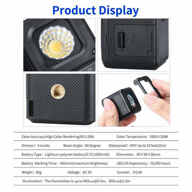 Luz LED Ulanzi L1 Pro Todo Terreno Para Camaras y Camaras Deportivas