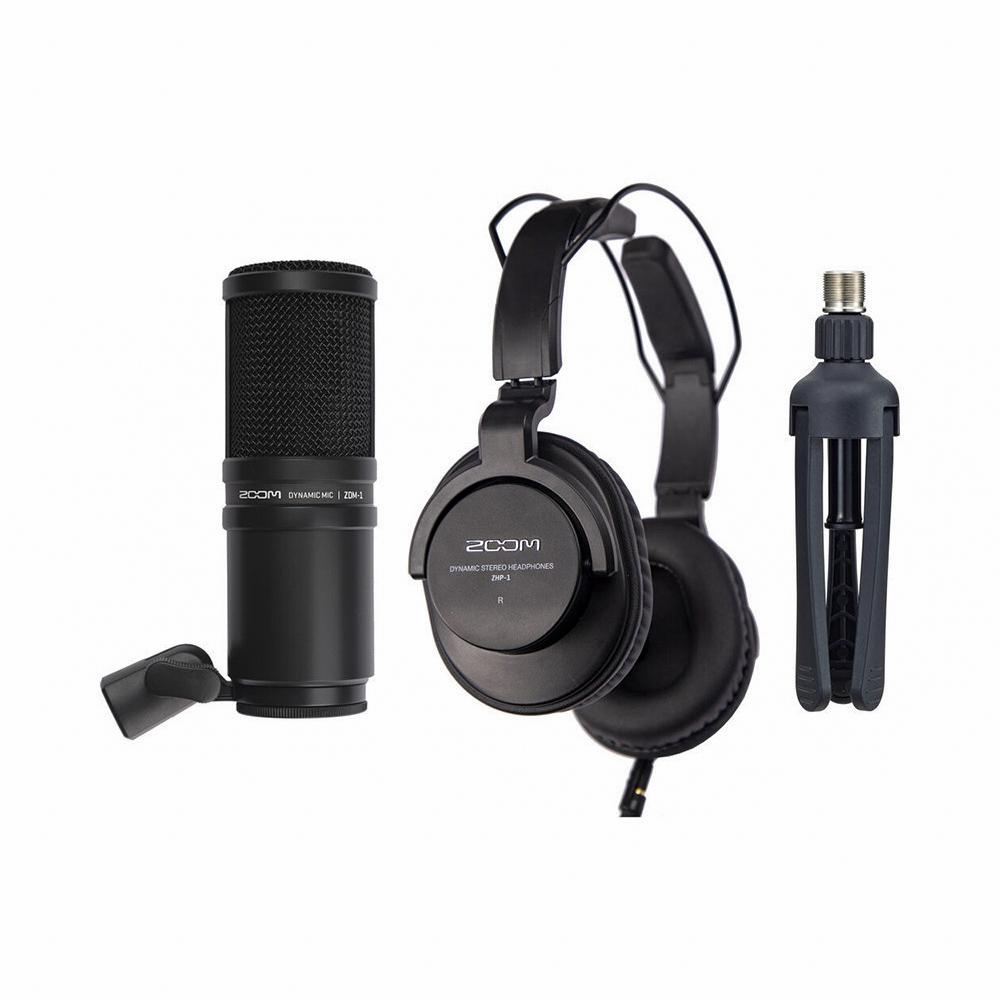 Pack Podcast Zoom ZDM-1PMP Micrófono XLR con Audífonos y Soporte de Mesa