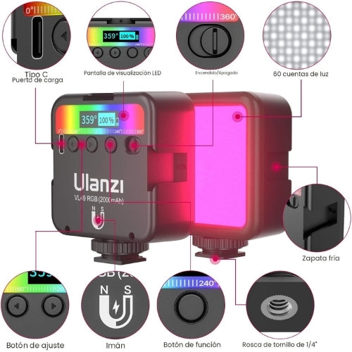 Kit Starter para Creadores | Trípode, Micrófono y Luz RGB (USB-C)