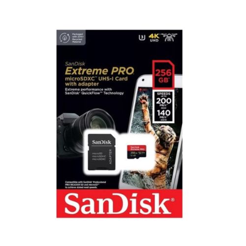 Tarjeta de Memoria MicroSD con Adaptador 256 GB 200MB/90MB 667X SanDisk EXTREME PRO