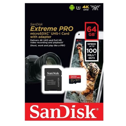 Tarjeta de Memoria MicroSD con adaptador 64GB 200MB/90MB 667X EXTREME PRO