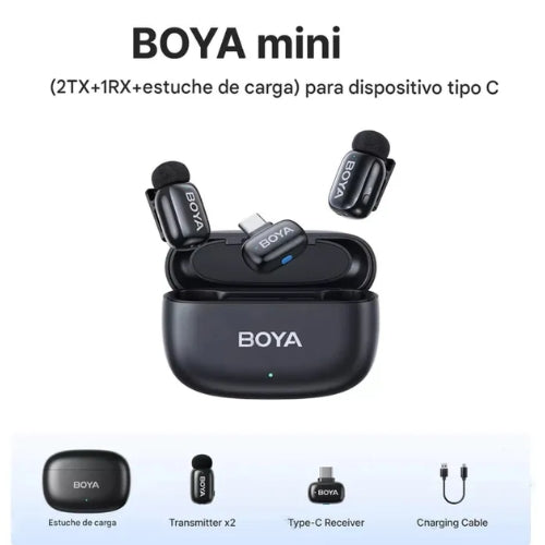 BOYA Mini 2 Personas - Micrófono Inalámbrico con Conector USB-C para Móviles y Tablets