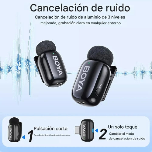 BOYA Mini 2 Personas - Micrófono Inalámbrico con Conector USB-C para Móviles y Tablets