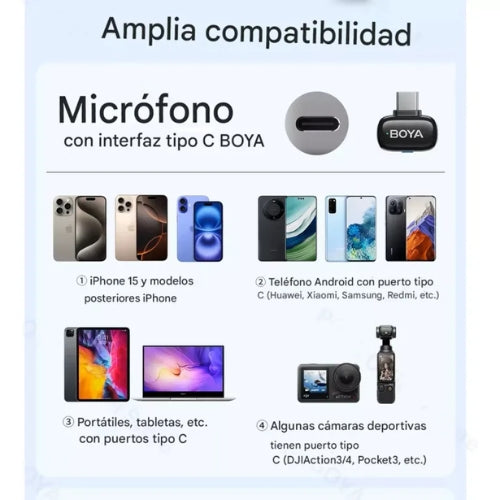 BOYA Mini 2 Personas - Micrófono Inalámbrico con Conector USB-C para Móviles y Tablets