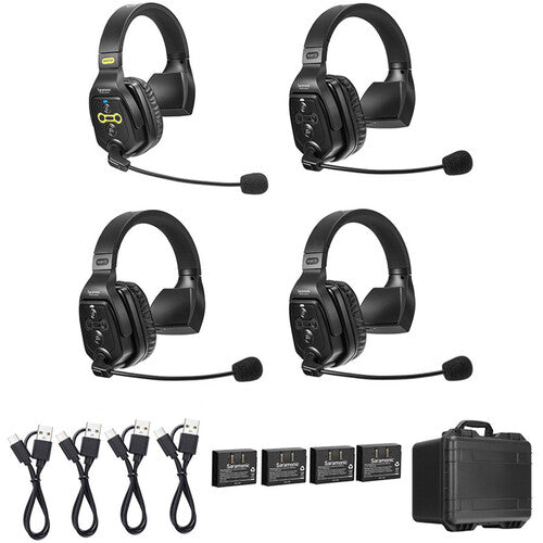Intercom Inalámbrico Full Dúplex 4 personas (1,9 GHz) Audífonos Simples - Saramonic WiTalk-WT4S