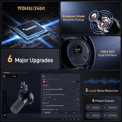 Micrófono Dinámico Cardioide USB-C para Podcasting y Streaming Maono PD300X