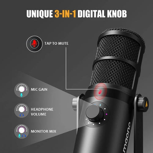 Micrófono Dinámico Cardioide USB-C para Podcasting y Streaming PD400X