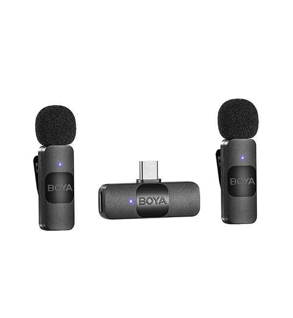 El Boya BY-V20 es un sistema de micrófono inalámbrico ultracompacto de 2,4 GHz diseñado para ofrecer versatilidad. Con micrófonos duales y conectividad USB-C, garantiza audio de alta calidad para creadores de contenido, vloggers y profesionales en movimiento. Ideal para entrevistas, vlogs y más, el BY-V20 ofrece un sonido claro y sin interferencias en un paquete portátil y fácil de usar.