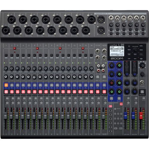 Mixer y Grabadora Zoom L-20 LiveTrak de Audio Profesional 20 canales