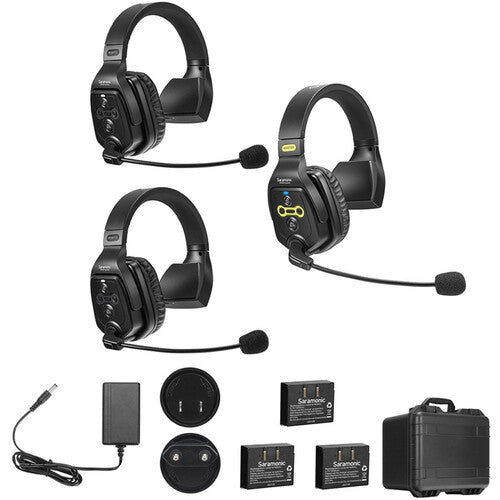 Intercom Inalámbrico Full Dúplex 3 personas (1,9 GHz) Audífonos Simples - Saramonic WiTalk-WT3S