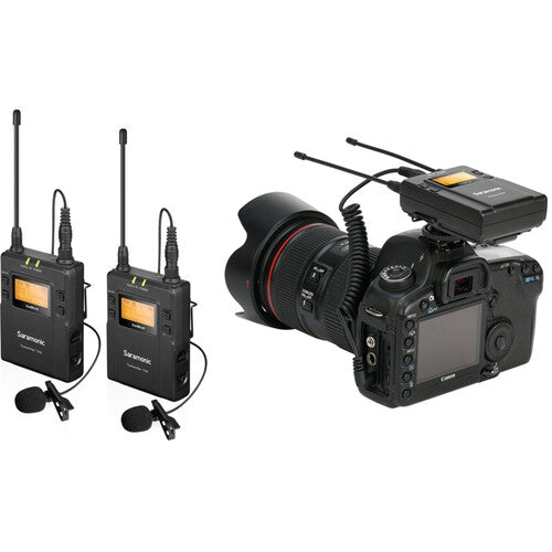 Sistema de Micrófono Lavalier Inalámbrico UHF de 96 Canales para 2 Personas Saramonic UWMic9 Kit 2