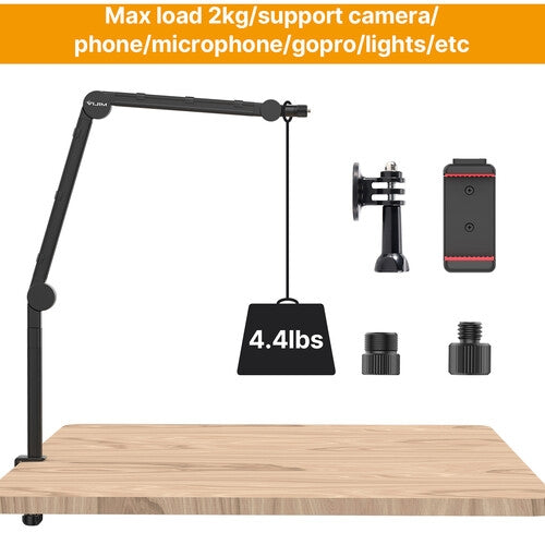 VIJIM LS24 - Brazo de Micrófono Multifuncional con Adaptadores y Soporte para Teléfono Móvil