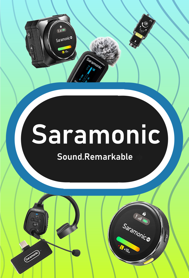Micrófonos, intercom y accesorios de audio de la marca Saramonic