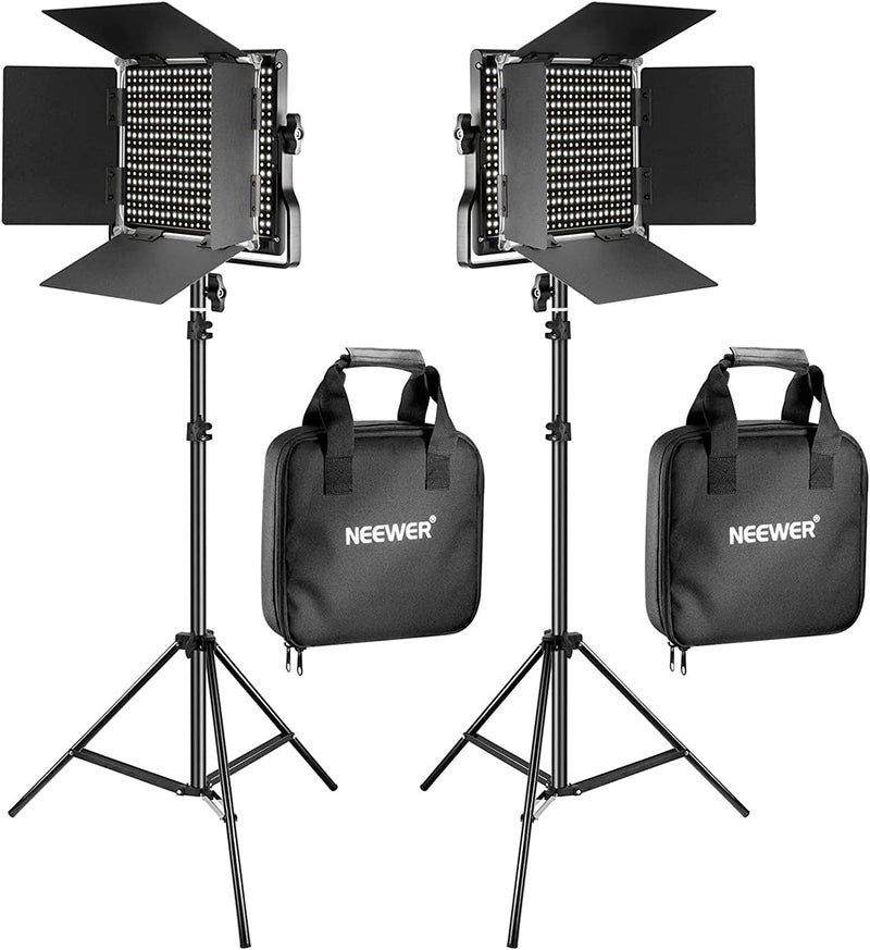 Kit 2 Luces LED Bicolor 660 con Barndoor más 2 Soportes y Estuches