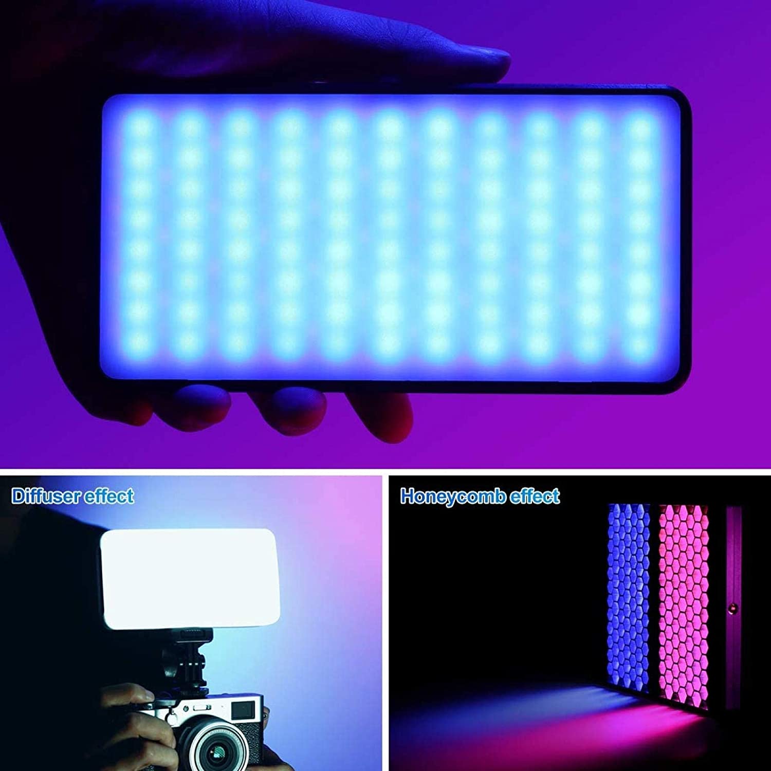 Luz LED RGB Vijim VL196 con Difusor y Panal